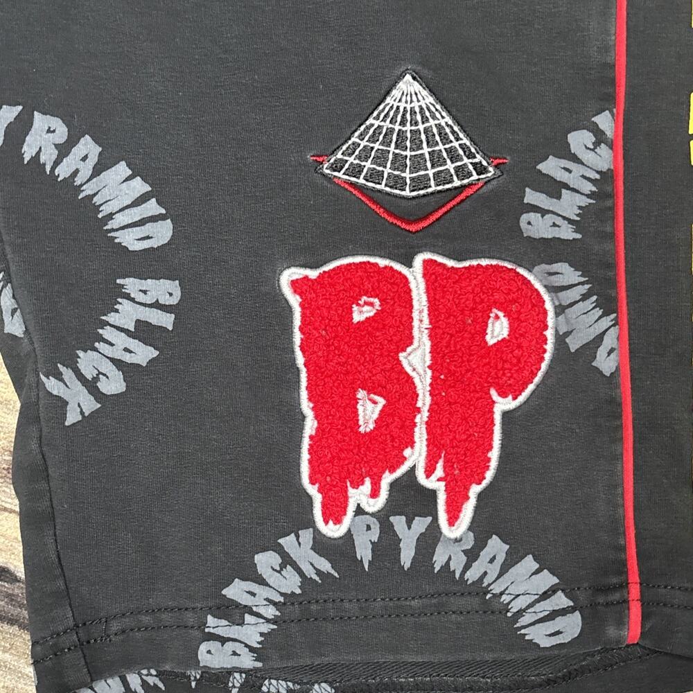 Chris Brown Black Pyramid Sweat Shorts Chenille BP Black Mens Size Smalle - Picture 2 of 6